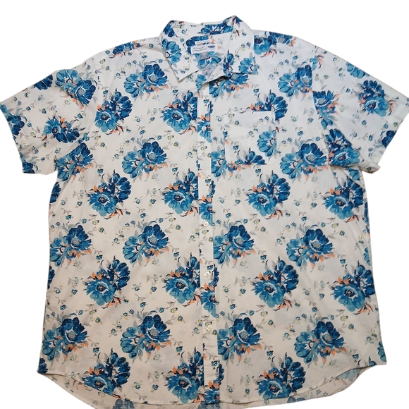 Old Navy Blue and White Floral Button Down Shirt - Picture 1 of 6